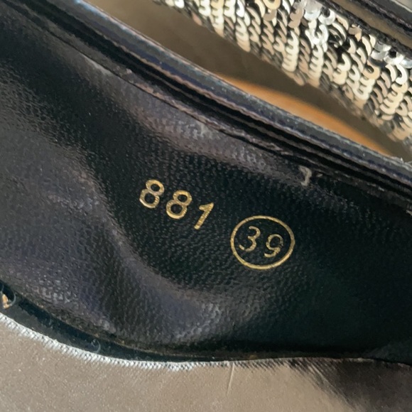 Silver and Black Sequin Glittery Heels - Picture 5 of 7